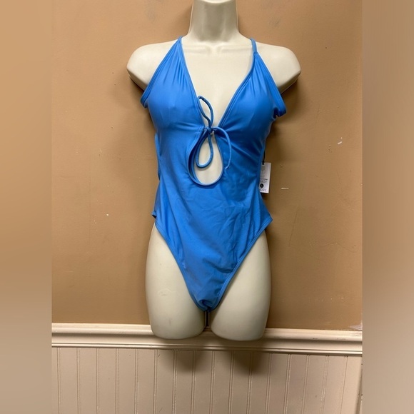 Shade & Shore 1 Piece Blue Swimsuit Size M 8-10 NWT - Picture 1 of 4